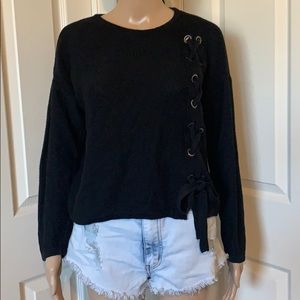 KAIA Collective Black Accent Crew Neck Sweater